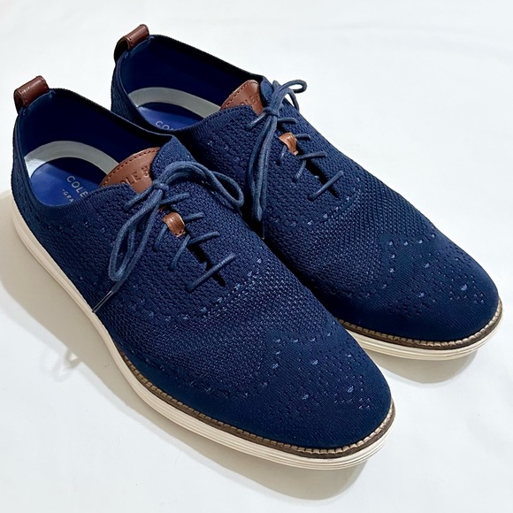 Cole Haan Original Grand OS Navy Blue/Ivory Stitchlite Wingtip Oxfords - 13M - Picture 3 of 17